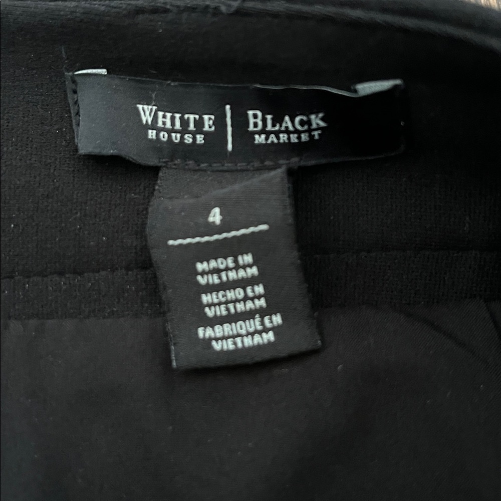 White House Black Market Black Mini Skirt with leather Accents - Picture 3 of 8